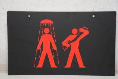 Hinweis Schild: duschen / abtrocknen 