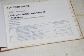 Fristenheft für Anhänger 2-Rad 1,5t 